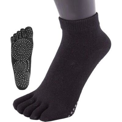 TOETOE Černé bavlněné prstové ponožky pro jógu a pilates - Unisex TOETOE Černé bavlněné prstové ponožky pro jógu a pilates - Unisex