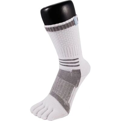 Prodyšné tenisové ponožky TOETOE Bílá & Šedá - Unisex - Velikost UK 9-11 Prodyšné tenisové ponožky TOETOE Bílá & Šedá - Unisex - Velikost UK 9-11