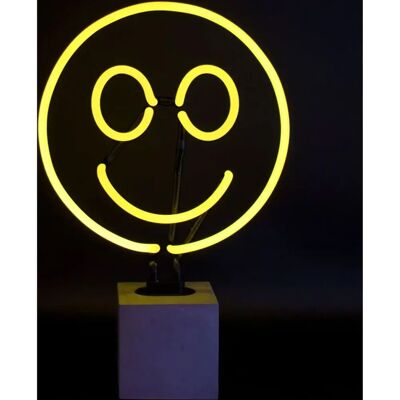 Fiftiesstore - Neon Smiley Sign - Geel - Betonvoet - Lamp Fiftiesstore - Neon Smiley Sign - Geel - Betonvoet - Lamp