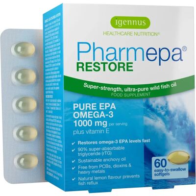 Igennus Pharmepa RESTORE - Omega-3 EPA pur - 60 Capsules - Publicité Igennus Pharmepa RESTORE - Omega-3 EPA pur - 60 Capsules - Publicité