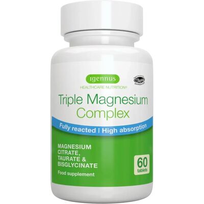Marca Igennus Modelo: Complexo de Magnésio Triplo - Alta absorção, Vegano, 60 Comprimidos Marca Igennus Modelo: Complexo de Magnésio Triplo - Alta absorção, Vegano, 60 Comprimidos