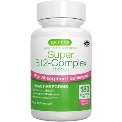 Igennus Super B12 Complex - Vitamin B12 Supplement - 180 Tablets Igennus Super B12 Complex - Vitamin B12 Supplement - 180 Tablets