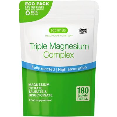 Marca Igennus Complexo de Magnésio Triplo - Saco de recarga 180 comprimidos Marca Igennus Complexo de Magnésio Triplo - Saco de recarga 180 comprimidos
