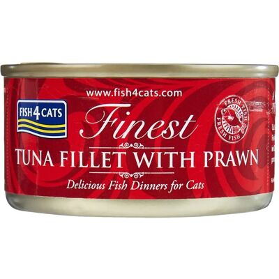 Cibo umido GATTI FISH4CAT Filetti di Tonno e Gamberi - Naturale, 70g Cibo umido GATTI FISH4CAT Filetti di Tonno e Gamberi - Naturale, 70g