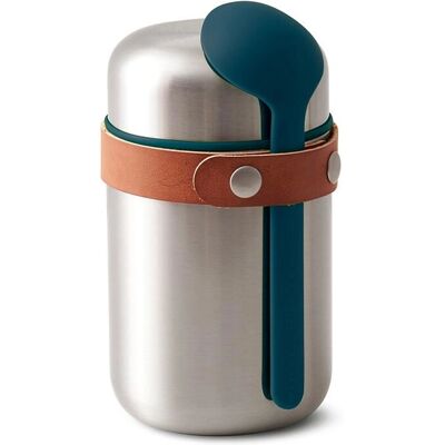 Botella de vacío BLACK+BLUM - Azul, Marrón, Plata - Botella de comida Botella de vacío BLACK+BLUM - Azul, Marrón, Plata - Botella de comida