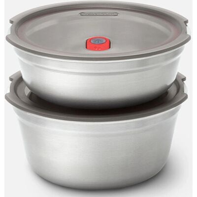 Black+Blum Set of 2 Steel Food Bowls Large Grey & Red - Food Storage Container Black+Blum Set of 2 Steel Food Bowls Large Grey & Red - Food Storage Container