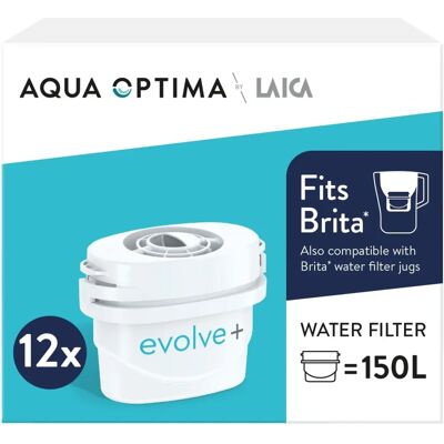 Filtro de agua Aqua Optima Evolve+ - Pack de 12, Compatible con Brita Filtro de agua Aqua Optima Evolve+ - Pack de 12, Compatible con Brita