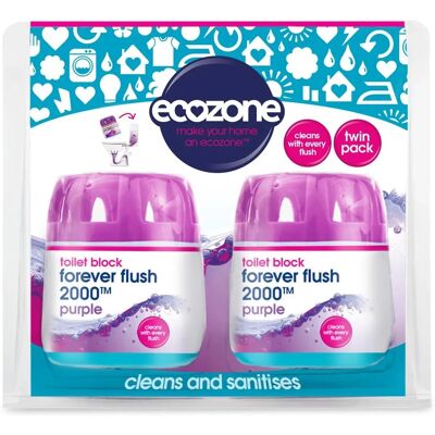 Ecozone Forever Flush 2000 - Fialový čistič WC - Dvojbalení Ecozone Forever Flush 2000 - Fialový čistič WC - Dvojbalení