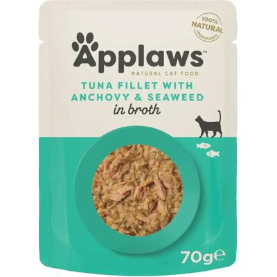 Applaws Natural Pouches Tuna Fillet with Anchovy in Broth Cat Food - 12 x 70g Applaws Natural Pouches Tuna Fillet with Anchovy in Broth Cat Food - 12 x 70g