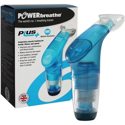 PowerBreathe Plus Entraîneur Respiratoire - Résistance Moyenne, Bleu - Publicité PowerBreathe Plus Entraîneur Respiratoire - Résistance Moyenne, Bleu - Publicité