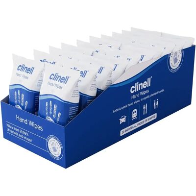 Clinell Hand Wipes - Travel & Surface Disinfectant - 20 Packs of 8 Clinell Hand Wipes - Travel & Surface Disinfectant - 20 Packs of 8
