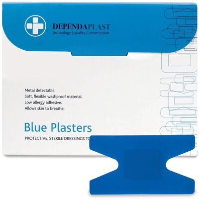 Reliance Medical Dependaplast Blue Food Plasters - Knuckle/Anchor - Pack of 50 Reliance Medical Dependaplast Blue Food Plasters - Knuckle/Anchor - Pack of 50