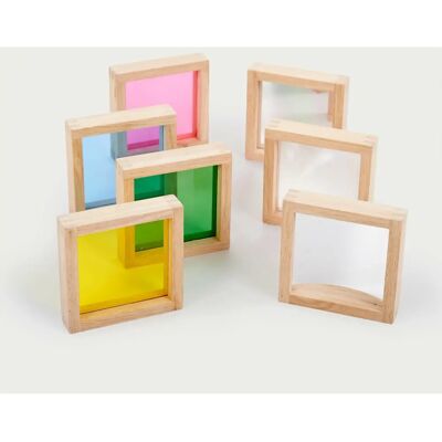 Tickit Sensory Squares - Set of 7 Wooden Blocks with Mirrors & Magnifier Tickit Sensory Squares - Set of 7 Wooden Blocks with Mirrors & Magnifier