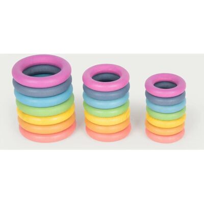 TickiT Regenboog Houten Ringen - 21 stuks, 48-56-70mm TickiT Regenboog Houten Ringen - 21 stuks, 48-56-70mm