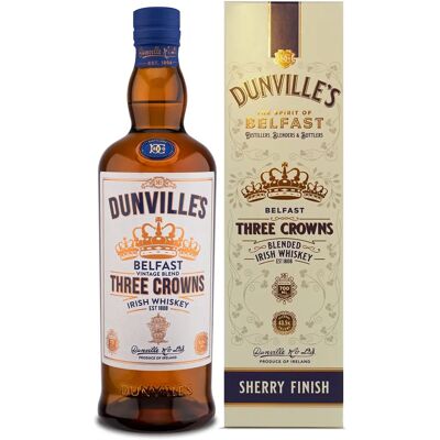 Dunville's Three Crowns Irish Whiskey - Vintage Blend, Sherry Finish, 43.5% Vol. Dunville's Three Crowns Irish Whiskey - Vintage Blend, Sherry Finish, 43.5% Vol.