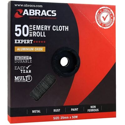Rouleau d'émeri Abracs - 25mm x 50m - P150 - Publicité Rouleau d'émeri Abracs - 25mm x 50m - P150 - Publicité