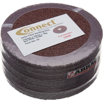 Abracs 115mm Fibre Sanding Discs P36 - Pack 25 Abracs 115mm Fibre Sanding Discs P36 - Pack 25