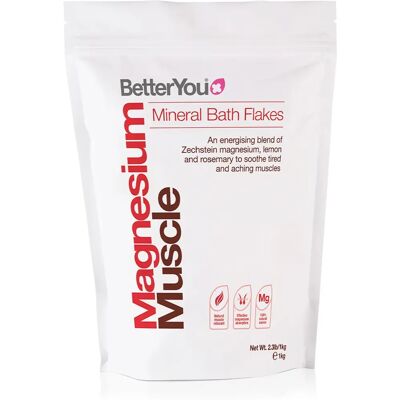 BetterYou Magnesium Muscle Flakes - 1kg Bath Flakes for Muscle Relaxation BetterYou Magnesium Muscle Flakes - 1kg Bath Flakes for Muscle Relaxation