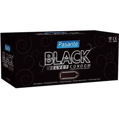 Préservatifs Black Velvet Pasante - 144 Latex, Réservoir, Lisse - Publicité Préservatifs Black Velvet Pasante - 144 Latex, Réservoir, Lisse - Publicité