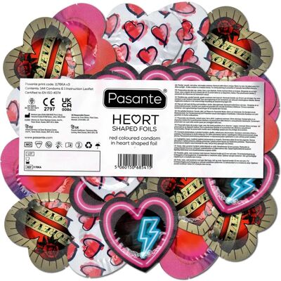 Pasante Red Heart-Shaped Condoms - 144 Units Pasante Red Heart-Shaped Condoms - 144 Units