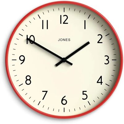 Jones Clocks Horloge Murale Scandinave Rouge - Horloge Murale - Publicité Jones Clocks Horloge Murale Scandinave Rouge - Horloge Murale - Publicité