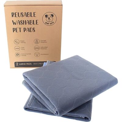 Pet Wiz Two Pack of Large Reusable, Washable Pet Pads in Grey - pet pads Pet Wiz Two Pack of Large Reusable, Washable Pet Pads in Grey - pet pads