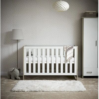 Obaby Nika Cot Bed - Grey Wash and White - Toddler Conversion Obaby Nika Cot Bed - Grey Wash and White - Toddler Conversion