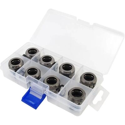 XSPC - G1/4 auf 14mm HardTube - Black Chrome - 8er Pack - Fittings XSPC - G1/4 auf 14mm HardTube - Black Chrome - 8er Pack - Fittings