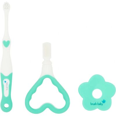 Set de periuțe Brush-Baby BRB097 Verde Alb - Set de periuțe Set de periuțe Brush-Baby BRB097 Verde Alb - Set de periuțe