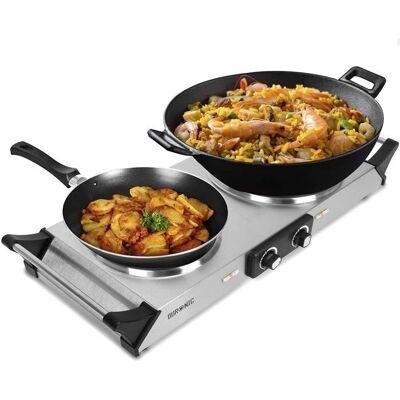 Plaque électrique portable Duronic - 2 feux - 2500W - Argent - Appareil de cuisine Plaque électrique portable Duronic - 2 feux - 2500W - Argent - Appareil de cuisine