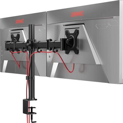 Support double moniteur Duronic DM252 - Réglable et pivotant - Publicité Support double moniteur Duronic DM252 - Réglable et pivotant - Publicité