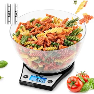 Balance de Cuisine Noir Duronic avec Bol de 2L - 5kg Max - Tare & Diverses Unités - Publicité Balance de Cuisine Noir Duronic avec Bol de 2L - 5kg Max - Tare & Diverses Unités - Publicité