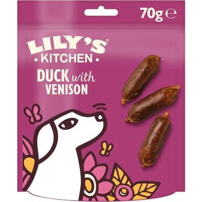 Lily's Kitchen Scrumptious Duck and Venison Sausages - Dog Treats Lily's Kitchen Scrumptious Duck and Venison Sausages - Dog Treats