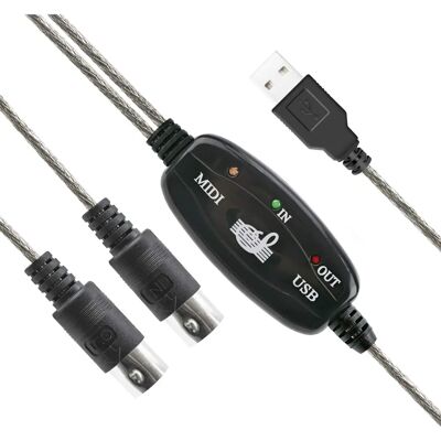 Cabo Conversor USB para MIDI Trixes - Interface de Teclado - 2m Cabo Conversor USB para MIDI Trixes - Interface de Teclado - 2m