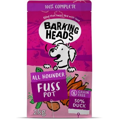 Barking Heads Duck Dog Food - All Hounder Fuss Pot 2kg Barking Heads Duck Dog Food - All Hounder Fuss Pot 2kg