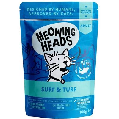 Meowing Heads Supurr Surf & Turf Cat Food - Adult & Kitten, 10x100g Meowing Heads Supurr Surf & Turf Cat Food - Adult & Kitten, 10x100g