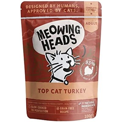 Meowing Heads Top Turkey Wet Cat Food - 100g Pack of 10 Meowing Heads Top Turkey Wet Cat Food - 100g Pack of 10