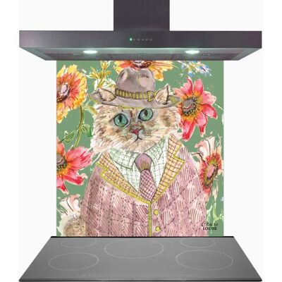 WRT Ltd Cottage Floral Cat - 700x750mm - Glass splashback WRT Ltd Cottage Floral Cat - 700x750mm - Glass splashback