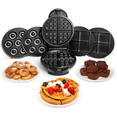 VonShef - 3-in-1 Waffle Maker - Removable Plates - Matte Black - Waffle Maker VonShef - 3-in-1 Waffle Maker - Removable Plates - Matte Black - Waffle Maker