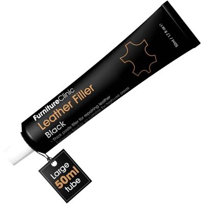 Furniture Clinic Relleno de reparación de cuero - Flexible, Negro, 50ml Furniture Clinic Relleno de reparación de cuero - Flexible, Negro, 50ml