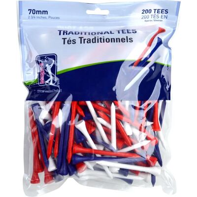 PGA TOUR Holz-Golf-Tees - 70mm, 200 Stk, Rot/Weiß/Blau - Golf Tees PGA TOUR Holz-Golf-Tees - 70mm, 200 Stk, Rot/Weiß/Blau - Golf Tees