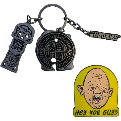 Set di portachiavi e spilla Goonies in metallo - Stile vintage Set di portachiavi e spilla Goonies in metallo - Stile vintage