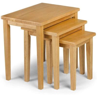 Julian Bowen Nell Solid Wood Nest of Three Tables Natural Oak - Nest of Tables Julian Bowen Nell Solid Wood Nest of Three Tables Natural Oak - Nest of Tables