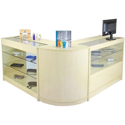 Set di banconi e espositori al dettaglio Maple MonsterShop - Forma a L Set di banconi e espositori al dettaglio Maple MonsterShop - Forma a L