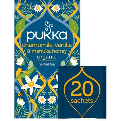 Pukka Herbs Organic Chamomile Vanilla Manuka Honey Tea - Relaxing Pukka Herbs Organic Chamomile Vanilla Manuka Honey Tea - Relaxing