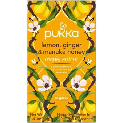 Thé aux herbes Pukka Citron Gingembre & Miel de Manuka - Thé aux herbes - Publicité Thé aux herbes Pukka Citron Gingembre & Miel de Manuka - Thé aux herbes - Publicité