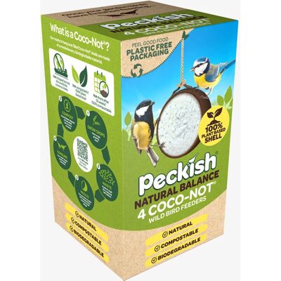 Peckish Natural Balance Coco-Nots - 4 Pack Wild Bird Feeder - Brown Peckish Natural Balance Coco-Nots - 4 Pack Wild Bird Feeder - Brown