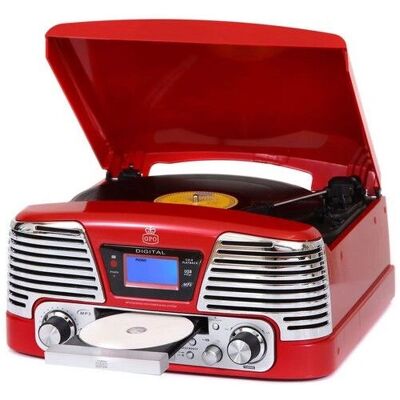 GPO Memphis Czerwony Gramofon - Retro Sprzęt Audio GPO Memphis Czerwony Gramofon - Retro Sprzęt Audio