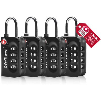 OW-TRAVEL - 4-Dial - 4-Pack - Padlock OW-TRAVEL - 4-Dial - 4-Pack - Padlock