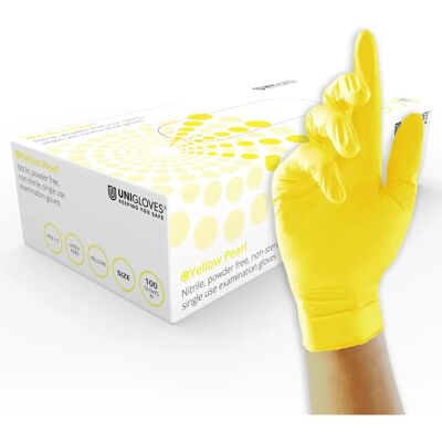 Unigloves Yellow Pearl Medical Exam Gloves - Large Unigloves Yellow Pearl Medical Exam Gloves - Large